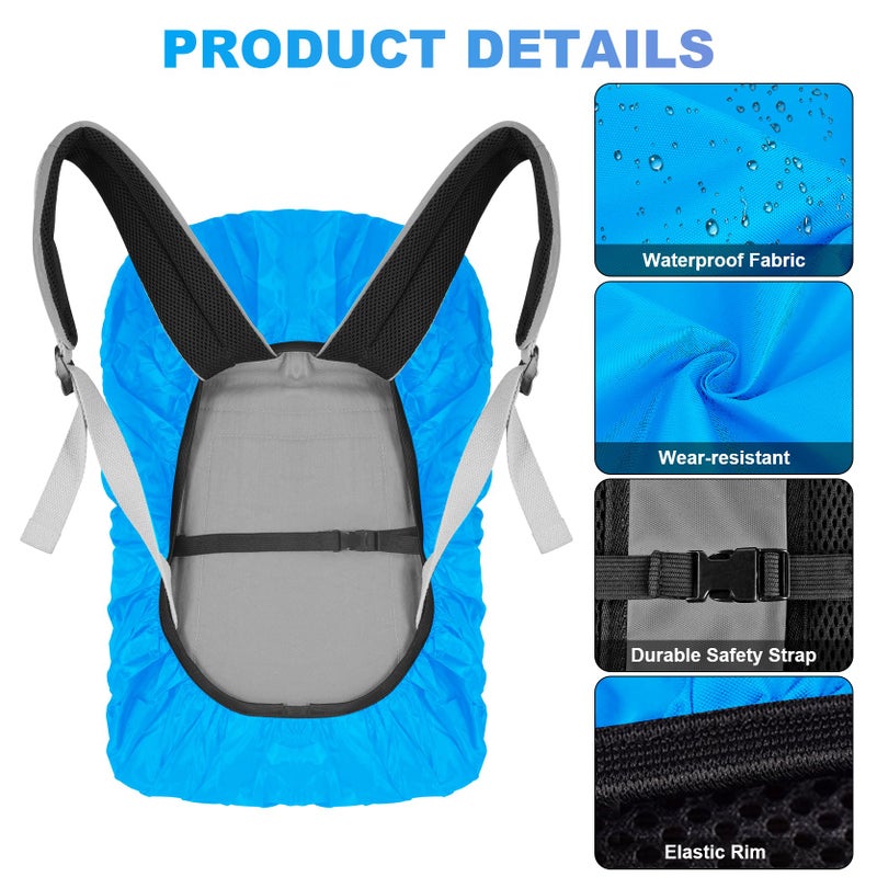 LAMA 2 Pack Waterproof Rain Cover for Backpack, Reflective Rucksack Rain Cover for Anti-Dust/Anti-Theft/Bicycling/Hiking/Camping, M Size (for 30L-40L Backpack), 1 Pcs Black + 1 Pcs Blue - Image 5